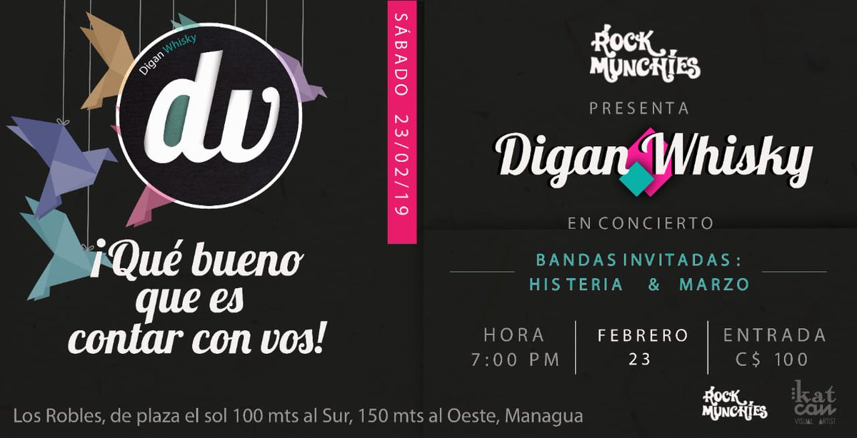 Que fiera compartirles que vamos a estar de vuelta a los escenarios este 23 de Febrero junto a los grandes de <a href="/DiganWhisky_Ni/">Digan Whisky</a>  y Marzo, la jugada es a las 7pm en Rock @RockMunchies 💀 llevamos una dosis de Punk Rock y desde ya estamos ansiosos de compartir con ustedes