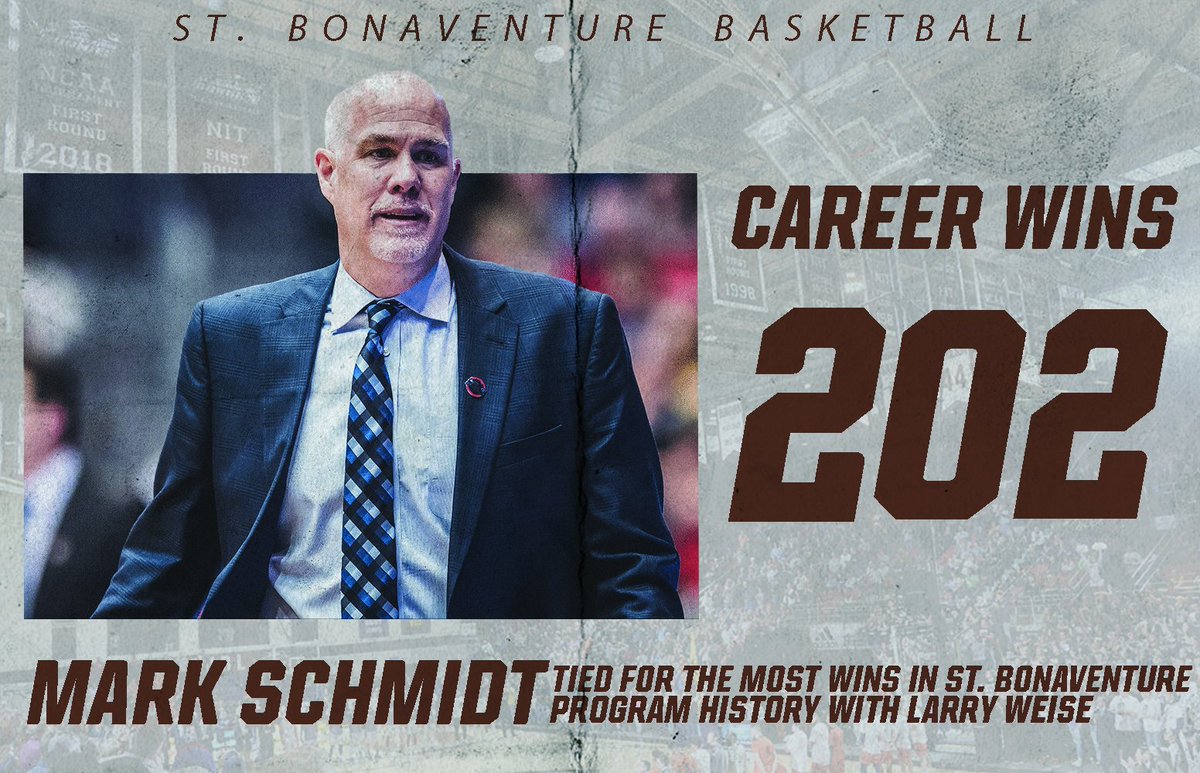 BonniesMBB's tweet image. Mark Schmidt has now tied Larry Weise for the @BonniesMBB all-time coaching wins record. Oh and happy birthday too Coach! 
#Bonnies
