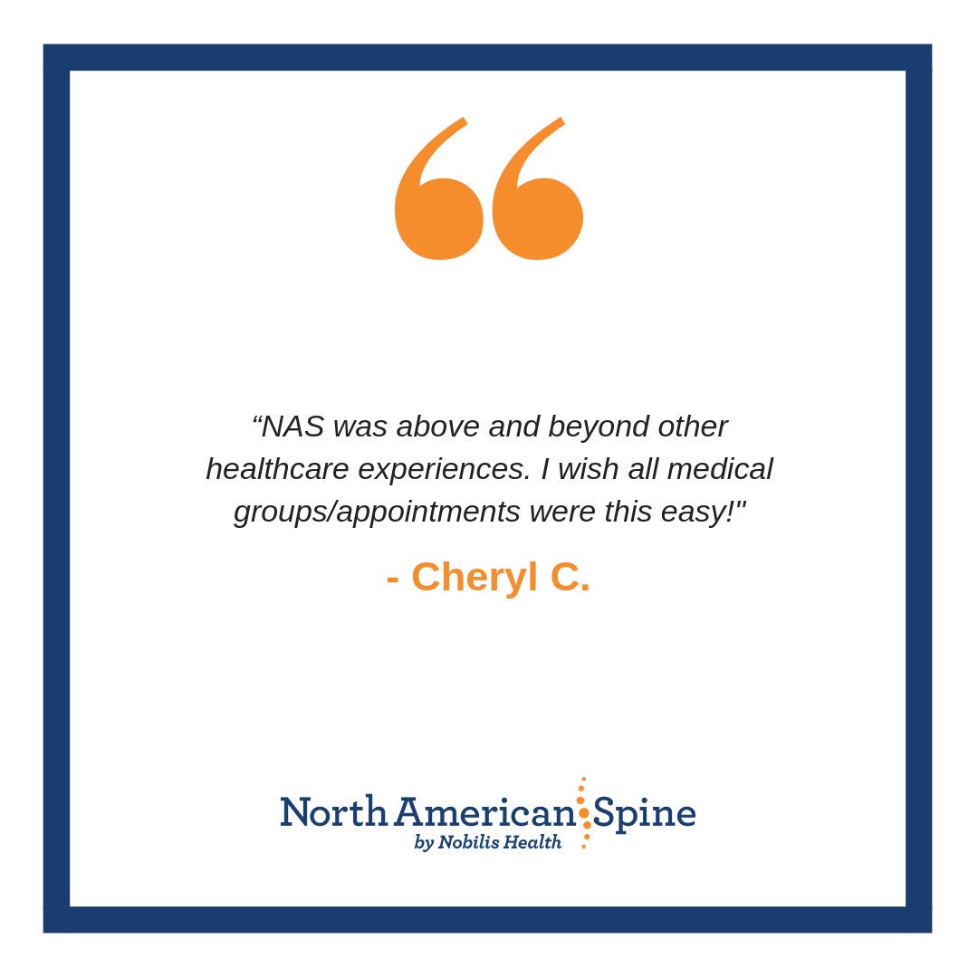 96% of our patients would recommend their doctor to a friend. Learn why by reading more #lifechanging stories on our website: NorthAmericanSpine.com