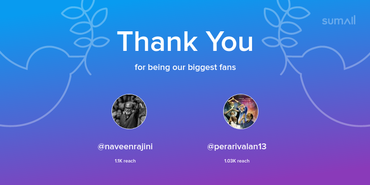 misskomathy's tweet photo. Our biggest fans this week: @naveenrajini, @perarivalan13. Thank you! via https://t.co/RU8wsErkZo https://t.co/E2b0WxcXPC
