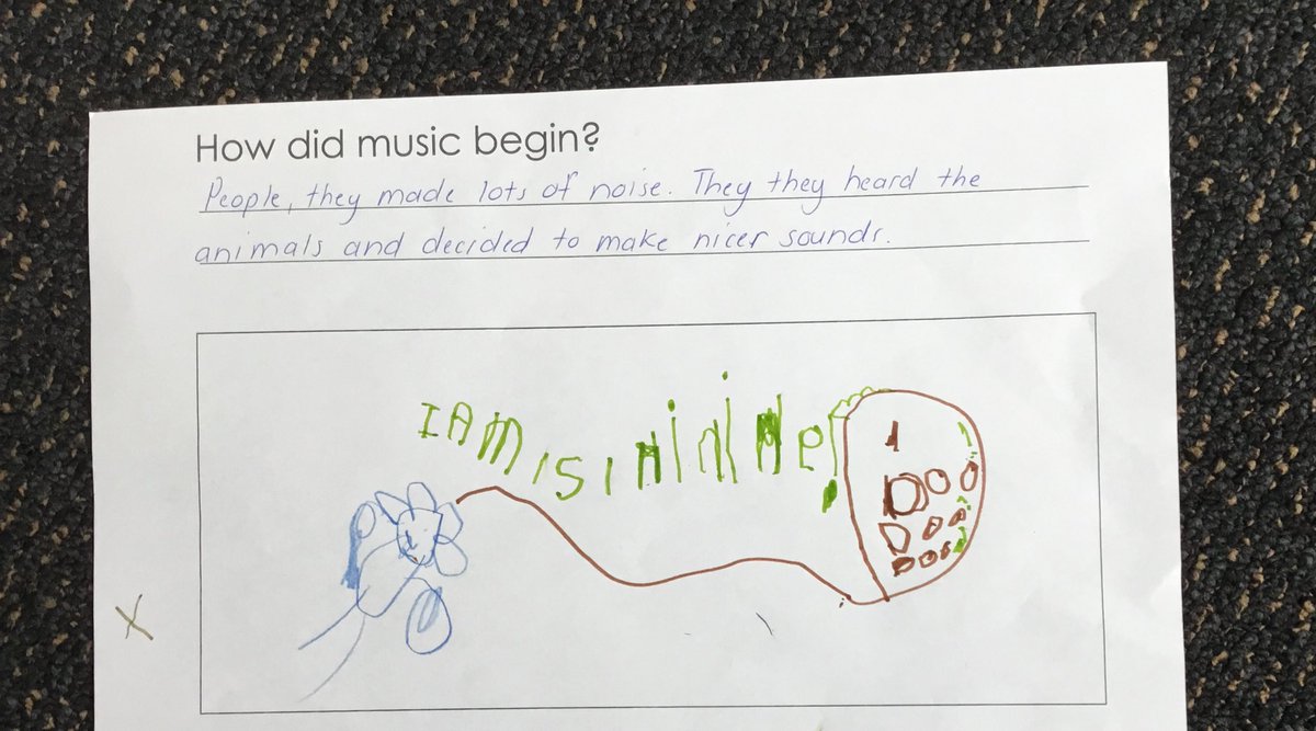 CDeanshaw's tweet photo. Tuning In: How did music begin? Students came up with their own theories. We are considering where and why people make music. #inquiry #inquirymusic #year1 #year2 #tuningin https://t.co/FIVoBdrScH