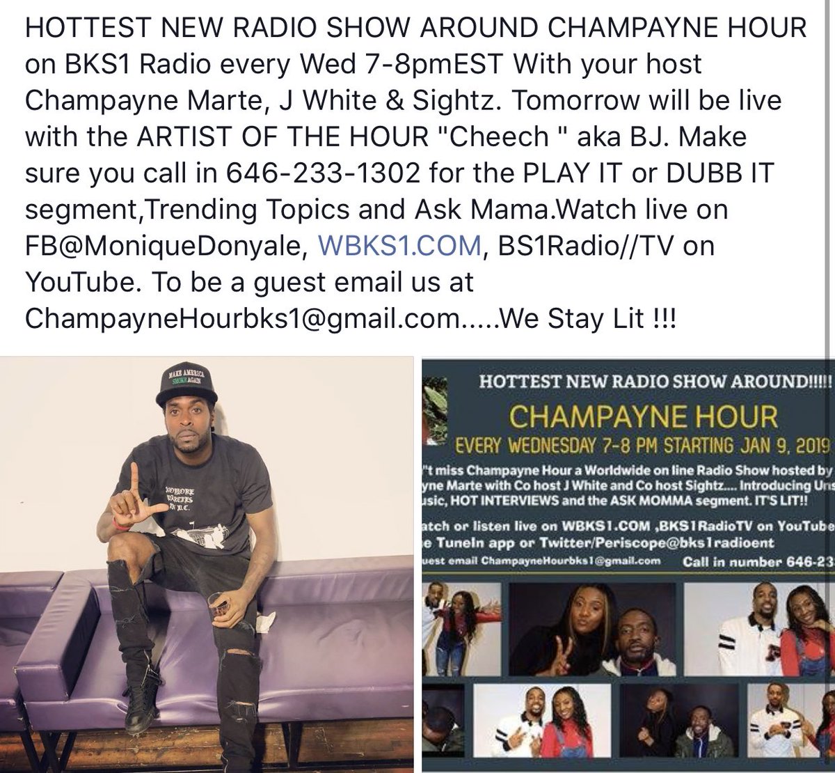 cheech908's tweet photo. Tune in 2morro with me on @ChampayneHour https://t.co/3FHGorVMSe