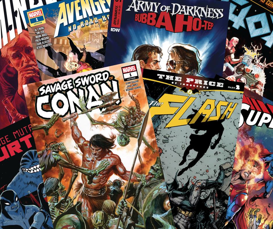 New Comics for February 13, 2019 at The Great Escape:
Army of Darkness vs. Bubba Ho-Tep #1, Avengers: No Road Home #1, Criminal #2, Flash #64, Savage Sword of Conan #1, Superman #8, Thor #10, TMNT #91... and more!