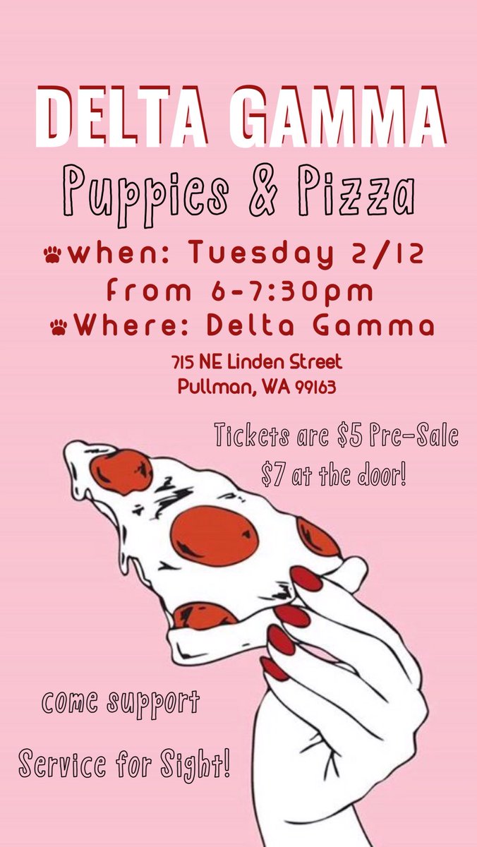 Don’t miss out on our Philanthropy tonight! Play with Puppies &amp; enjoy some Pizza to support Service for Sight! 👀🍕🐶⚓️ #wsudg #dogood
