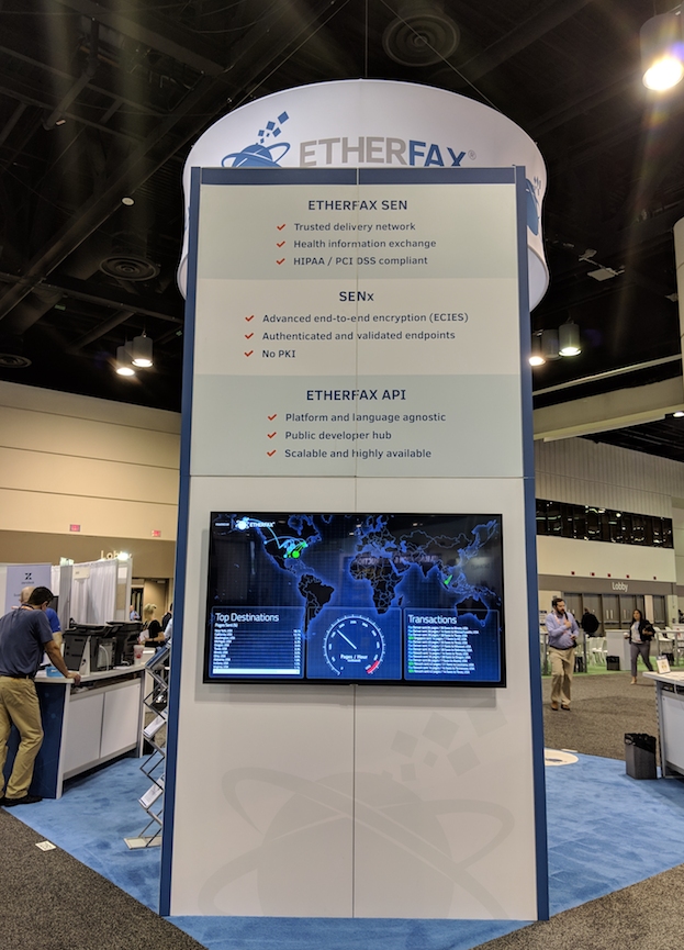 ETHERFAX's tweet photo. If you're at #HIMSS19, visit us at booth #7251! We're showcasing our #deviceintegrations with @lexmark and @AmbirTechnology as well as our #secure document delivery solutions offering end-to-end #encryption! #healthcareIT https://t.co/uy8qUWQ43L