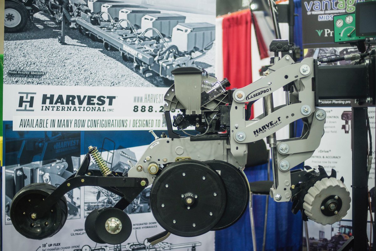 Harvest_Int_Mfg's tweet photo. This week you can find us at 4477 in the north wing of #NFMS19. Check out the latest #LaserPro1 planter row units with an aray of custom aftermarket installs along with a peek at our #LaserSweep row cleaner in action. https://t.co/qZTTDmSn4l