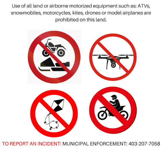 CityChestermere's tweet photo. As the weather warms up and you get back outside, remember that NO motorized activities are permitted on the AltaLink power line corridor as it is very dangerous. https://t.co/ZJXEa7qjc0