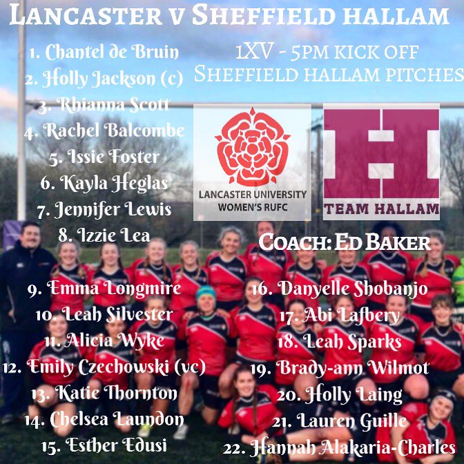 We are excited to play against Sheffield Hallam tomorrow away in the Quarter Finals of the Northern Conference Cup. 🌹🏉⁣
⁣
📍 SHU Sports Park ⁣
⏰ KO: 17:00pm⁣
⁣