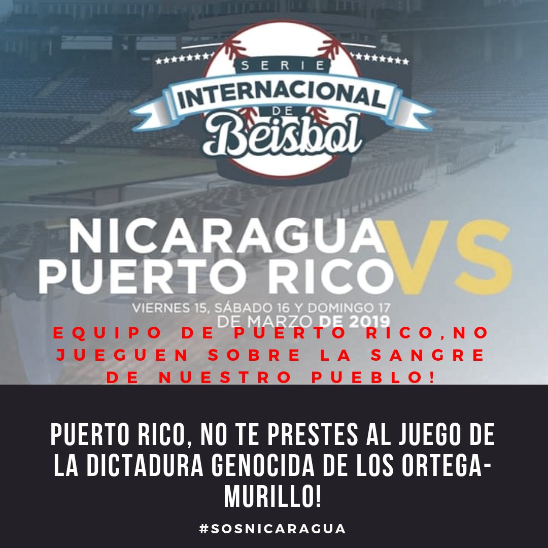 tamarabossanova's tweet photo. Liga de Baseball de #puertorico NO te prestes al juego de la Dictadura Genocida de los OrtegaMurillo
#SOSNicaragua #Nicaragua #Venezuela #CB24 #SOSNicaraguaGlobal #SOSFIRULAI #SOSPresosPolíticos #NiBot #DerechoAInformar #reporteNi #RT #ReporteCiudadano #todoennoticias #12FEB https://t.co/shYoG9ZbBz