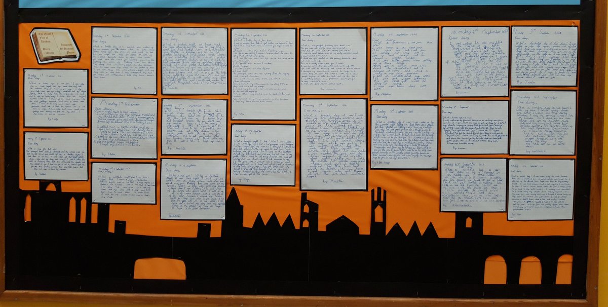 HoughtonPrimary's tweet photo. Year Two writing, inspired by the diary of #SamuelPepys. #greatfireoflondon #progressinwriting @educationgovuk https://t.co/8UFEeFKXJn