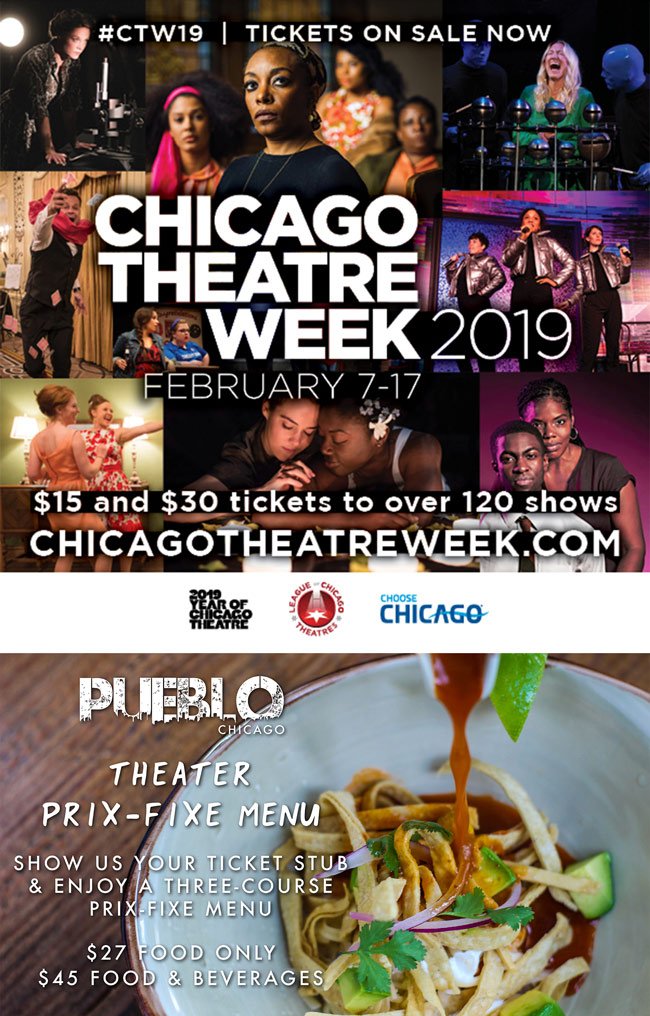 Latinicity's tweet photo. Latinicity is an official partner of Chicago Theater Week. Make your reservations today at Pueblo for our 3 Course Prix-Fixe dinner special. #ChicagoTheatreWeek #PrixFixe #Meal #Latinicity #Proudpartner #Official https://t.co/w0xA7JDxKc