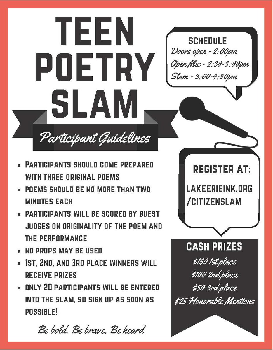 SCORESCleveland's tweet photo. Calling all poet-athletes in grades 7-12! As part of #BigReadCle there will be a county wide Teen Poetry SLAM! Wanna take part? Write three poems and be sure to register soon, only 20 spots available! https://t.co/XHmQoUYcsl https://t.co/nQtj0kirTb
