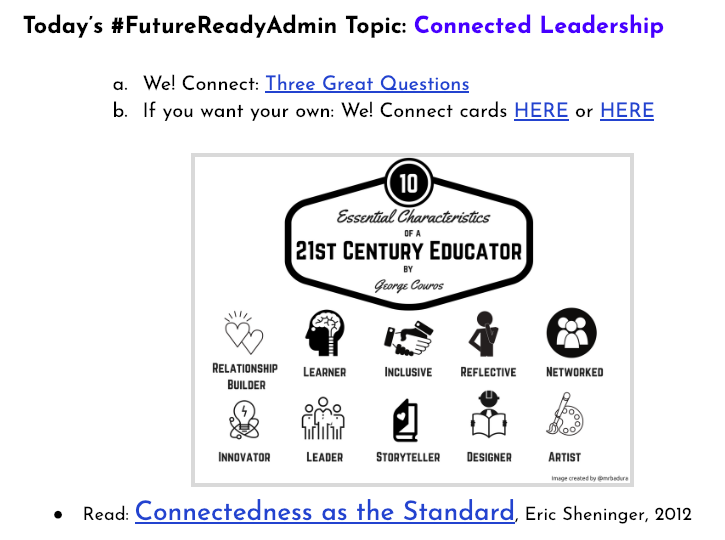 Zach_Desjarlais's tweet photo. Kicking off meeting #4 with @VancouverSD #FutureReadyAdmin cohort #3 with #weconnect cards. Discussing Connected Leadership with amazing principals here in Vancouver Washington. https://t.co/62P17bEMKl