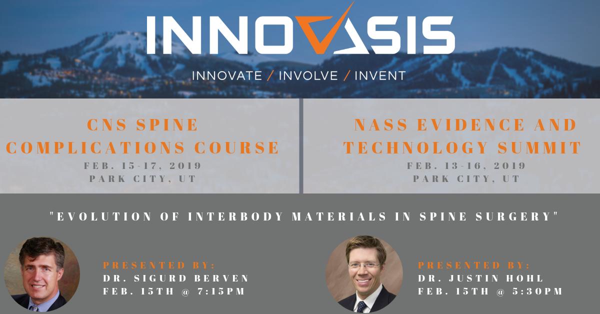 innovasis's tweet photo. Two opportunities to hear from two surgeons sharing the benefits of #HAPEEK. Catch us in Park City at the #NASS ETSS Meeting and the #CNS Course this week! https://t.co/4Ds2oWIuyo
