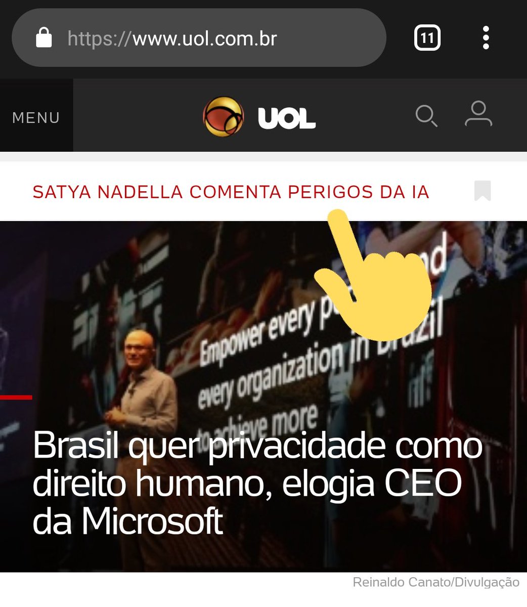 elvisfernandes's tweet photo. @UOLNoticias, eu assisti a palestra e o Satya não falou absolutamente NADA sobre os perigos da IA. https://t.co/47B1cBnPtE