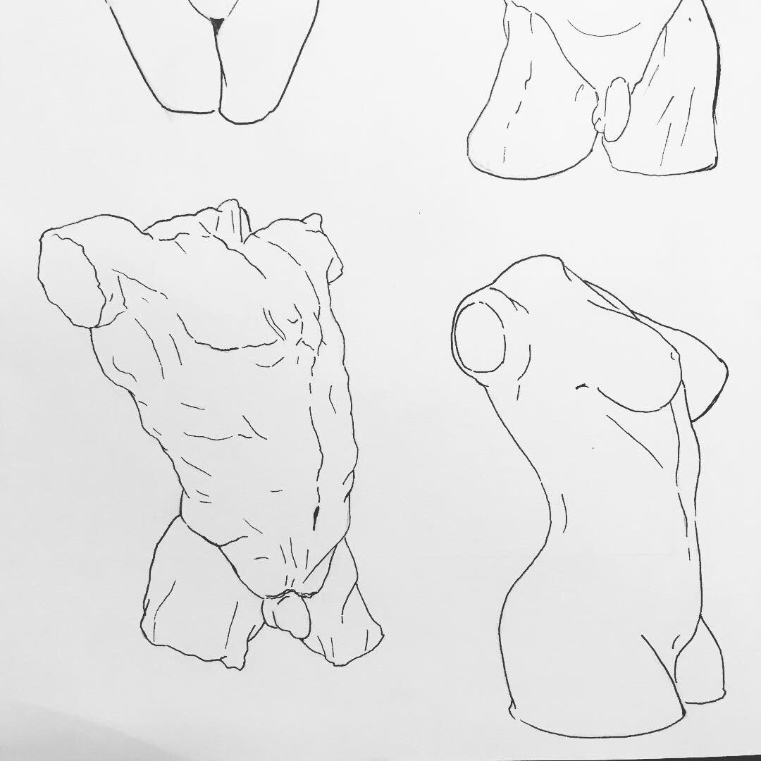 meli_sketch's tweet photo. More studies, using sculpture refs. #anatomystudies #penandink #anatomystudy #torso #torsostudy #anatomy #sketchbook https://t.co/stylKIrccZ