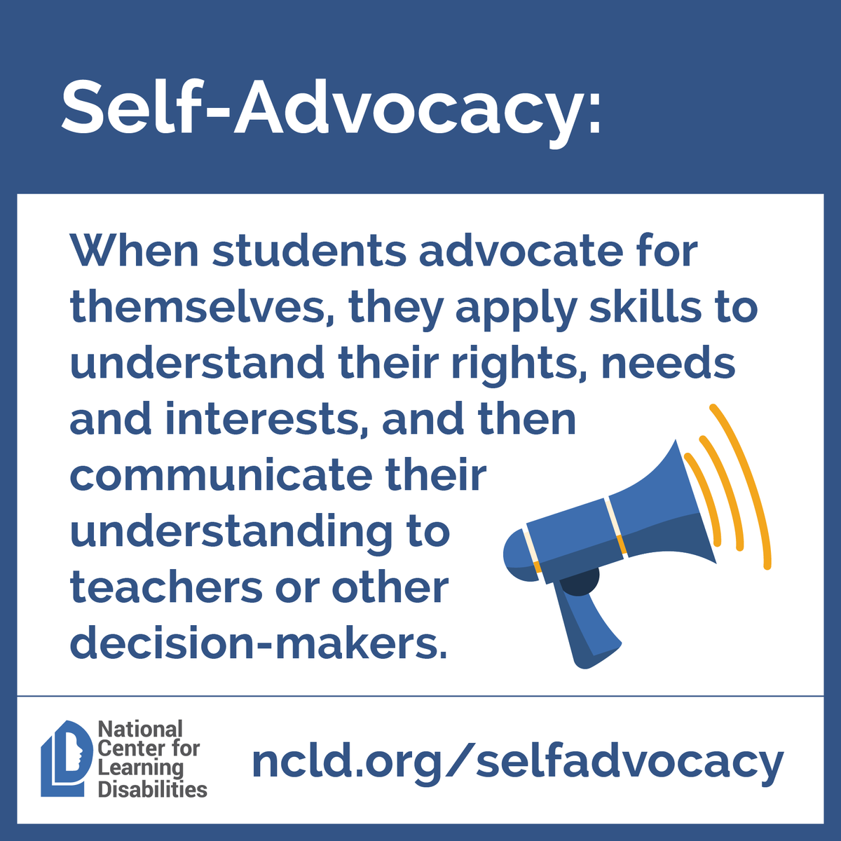 ncldorg's tweet photo. Retweet if you're teaching your child with #LearningDisabilities how to be a #SelfAdvocate. https://t.co/MC0Ujk4Omw