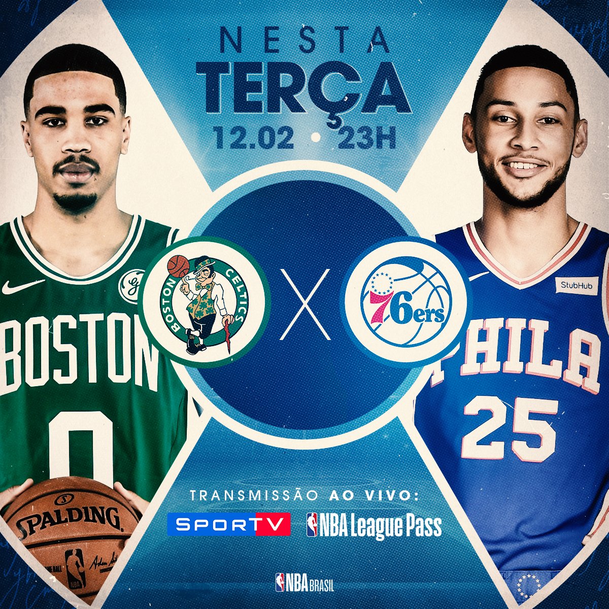 Tem jogo treta pela temporada regular da #NBA entre #BostonCeltics de #KyrieIrving vs #Philadelphia76ers do #AllStar #BenSimmons #CUsRise #HereTheyCome #BOSvsPHI #NBAnoSporTV #NBAAllStar #JoelEmbiid #JasonTatum #TDGarden #NBATwitter #Basketball #Celtics #76ers