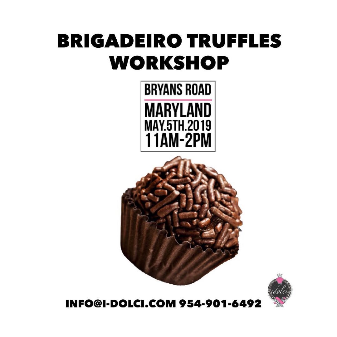 idolci_'s tweet image. BRIGADEIRO WORKSHOP
DATE: MAY.5th.2019
TIME: 11AM-2PM
LOCATION: BRYANS ROAD, MD
Hosted by @ninassweetcakes
For more info and to sign up, please contact us:
☎️ 954-901-6492 📧 info@i-dolci.com 

#BrigadeiroClass #classesonthego #MARYLAND #WASHINGTON #VIRGINIA 
#brigadeiro #idolci