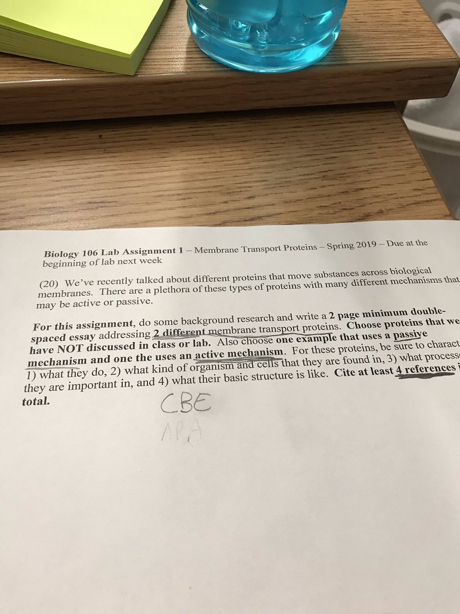 samuelW201's tweet photo. This week in lab we are writing our first essay assignment over one passive transport protein and one active transport protein. @UNKBiol106AC #106Week6ACS19 https://t.co/Dm3SPSKbkd
