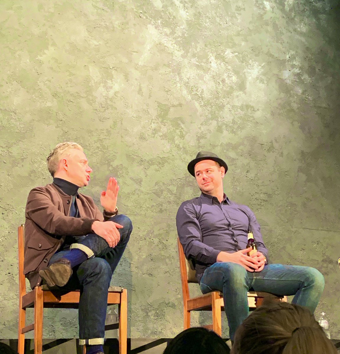 sris22's tweet photo. Nothing like a bit of Pinter: #ASlightAche & #TheDumbWaiter at @HPinterTheatre were superb tonight. As was the the cheeky Q&A afterwards, with @JamieLloydCo, #JohnHeffernan and this dynamic duo... #PinterAtThePinter https://t.co/8gVqKDgoVW