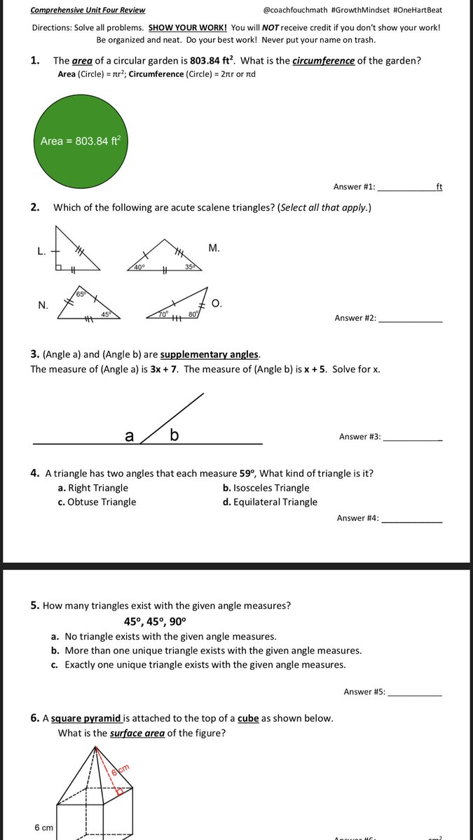 CoachFouchMath's tweet image. What better way to celebrate Valentines Day than with our Unit Four Exam?! 💗😁 Check out the review here. Be sure to ask questions! 📚 #TestThursday #UnitFour #OneHartBeat