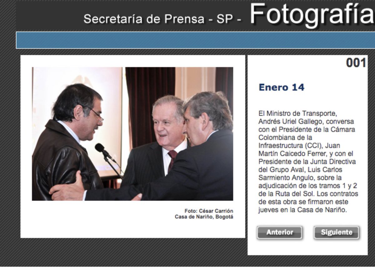JulianFMartinez's tweet photo. 14 de enero de 2010:
La cúpula del Grupo Aval con la de Odebrecht en la Casa de Nariño cuando el Gobierno Uribe les entregó el contrato de la Ruta del Sol a cambio de los sobornos. De derecha a izquierda: Sarmiento Jr, Luis Carlos Sarmiento, Luiz Bueno y José Elías Melo y otros https://t.co/driwnpDOCy