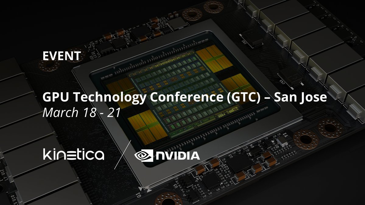 CanvasVC's tweet image. Register for @nvidia&apos;s #GTC2019 happening in San Jose, CA to learn about and see demos of @KineticaHQ&apos;s #ActiveAnalytics Platform, accelerated by #NVIDIA&apos;s #GPUs nvidia.com/en-us/gtc/ #Analytics #Geospatial