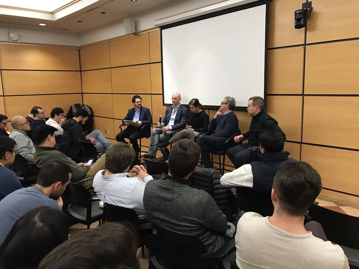 bernsteincenter's tweet photo. FinTech Innovation Panel with Lisha Davis @Vanguard_Group, Chris Gilbert of EY Foundry, Huw Richards @jpmorgan, David Sica of NYCA, and @Columbia_Biz faculty moderator Prof Stephen Zeldes. #LeadershipAtCBS https://t.co/v02PVfDP5f