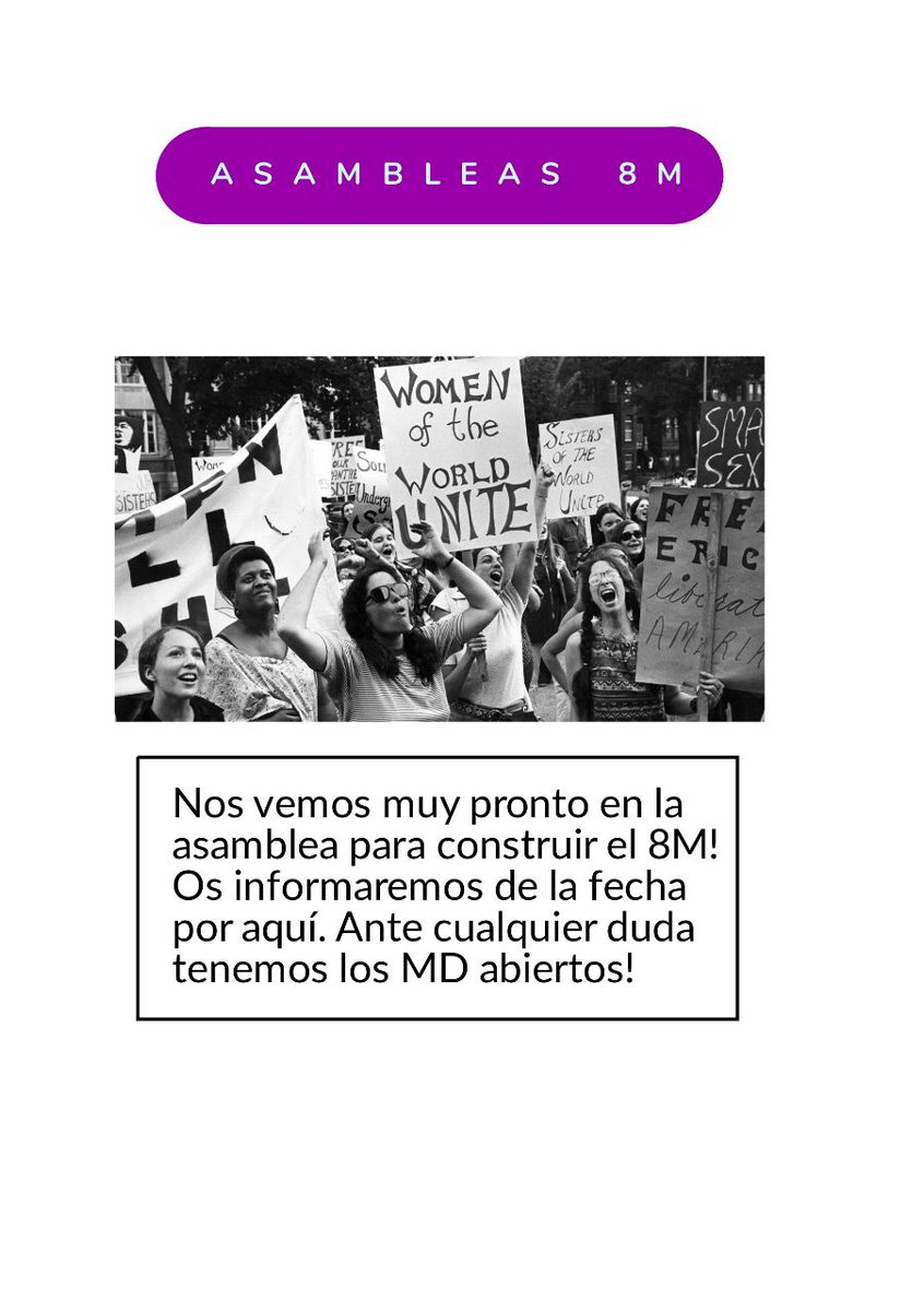 CafFemSevilla's tweet photo. Estamos de vuelta!! Y con más fuerza que nunca para construir el 8M. Nos vemos muy pronto en la próxima asamblea💜
Cualquier duda que tengais preguntadnos sin problemas.

#HaciaLaHuelgaFeminista

💥💥También nos podéis seguir en instagram: @caffemsevilla https://t.co/4xwSgEIKGY
