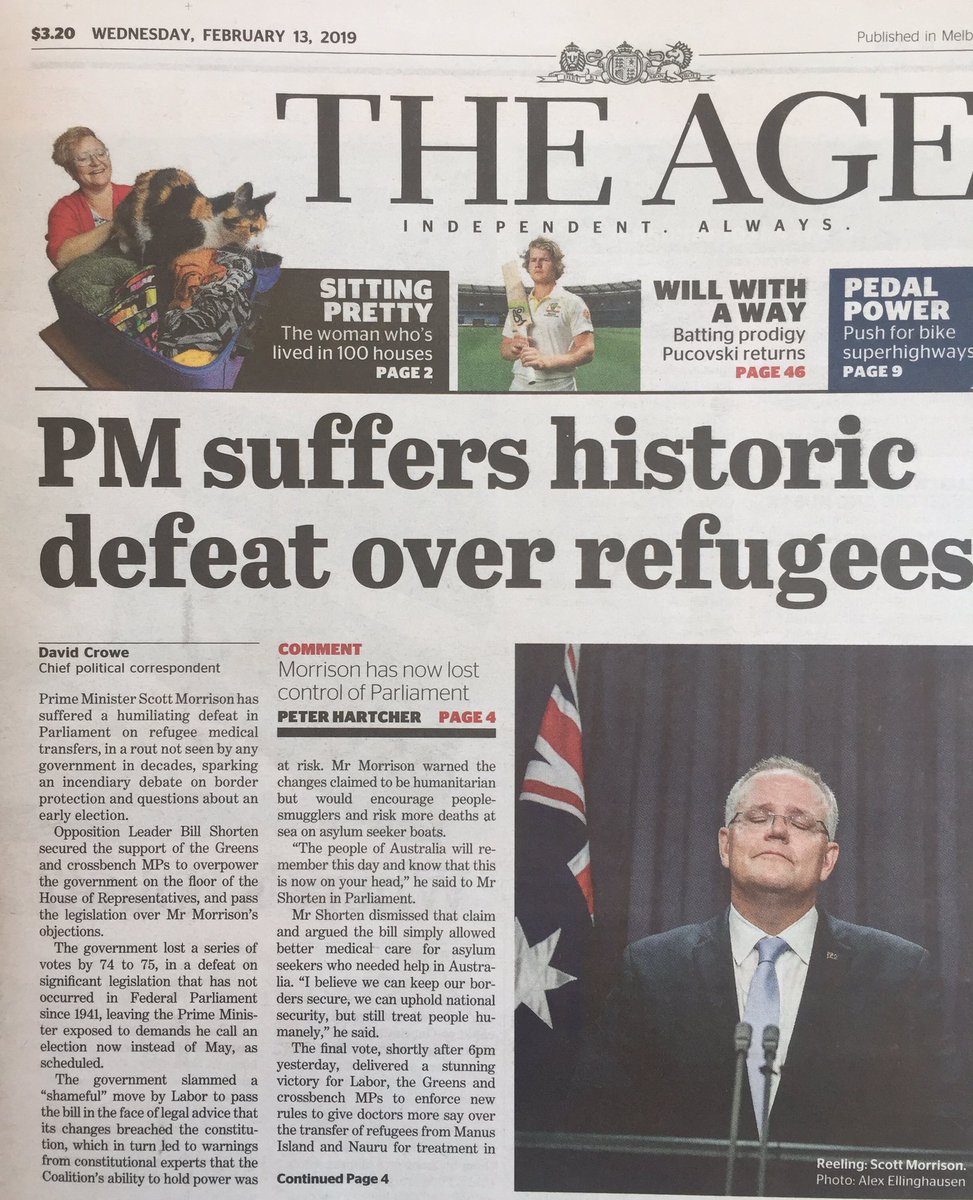 c_s_wallace's tweet image. I underestimated the #MorrisonGovt’s overestimation of its bullying powers. It now overestimates its ability to hang on. Bruce &amp;amp; Fadden we’re both turfed from the prime ministership shortly after losing votes in the House. Change is coming. #historicloss #auspol #twitterstorians