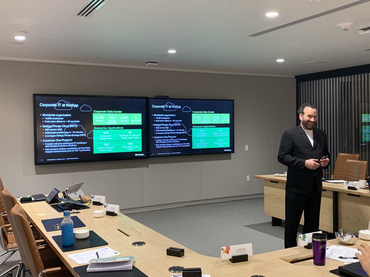 RunnerRyan11's tweet photo. Closing out a great global customer  #NetAppEBC briefing with @cmattbrown discussing the #NetAppOnNetApp strategy for our own #Transformation  #DataDriven #NetApp #NetAppDVC https://t.co/gXTqpD7gF7