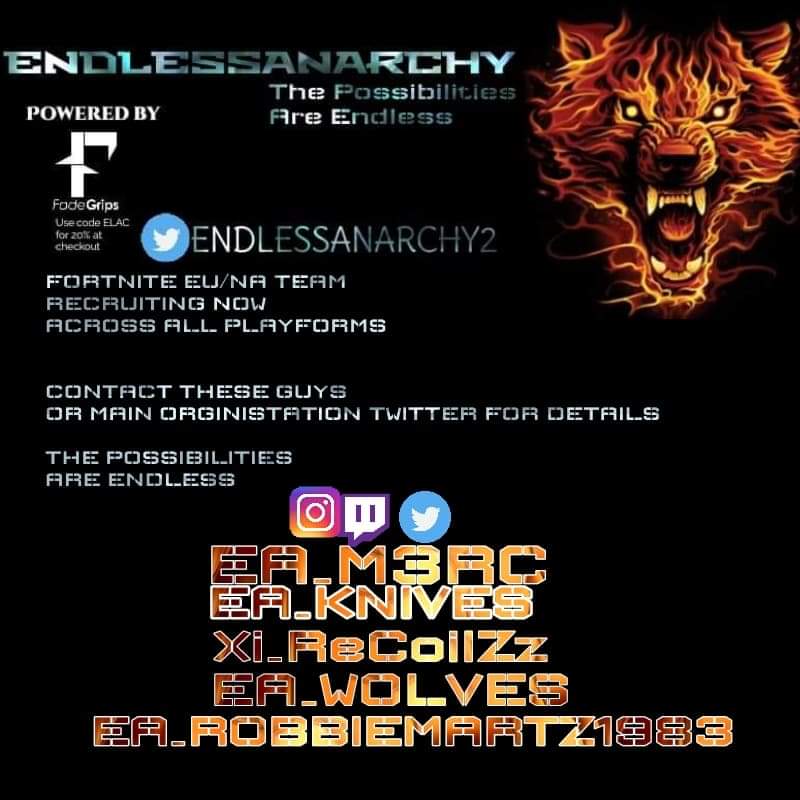 endlessanarchy2 fortnite apexlegends twitch clan endlessanarchy2 team crew - fortnite ps4 team