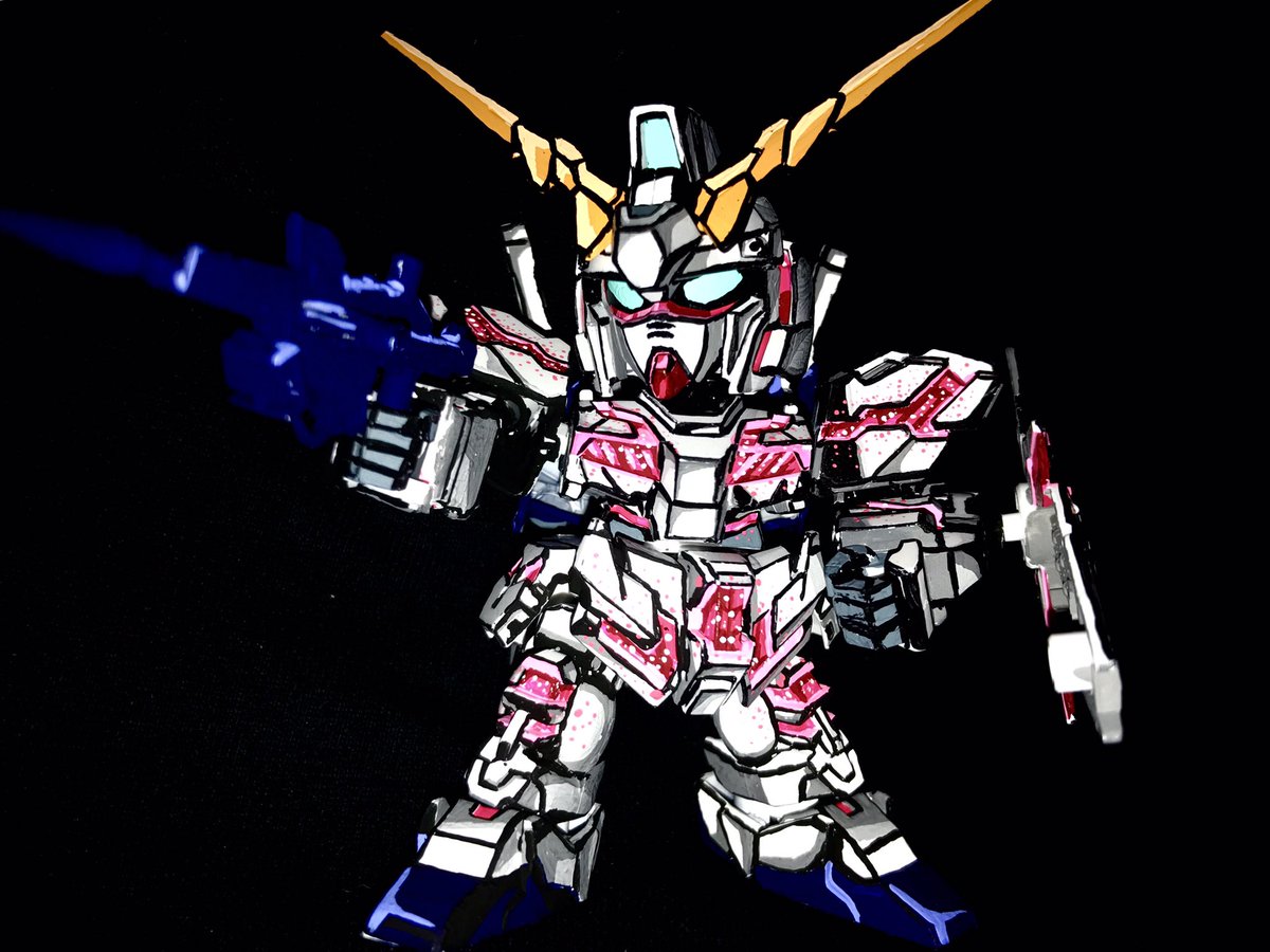 J Sd Ex ユニコーンガンダム1号機 塗りました バンシィもこの後作ろうかな イラスト風模型 ガンプラ