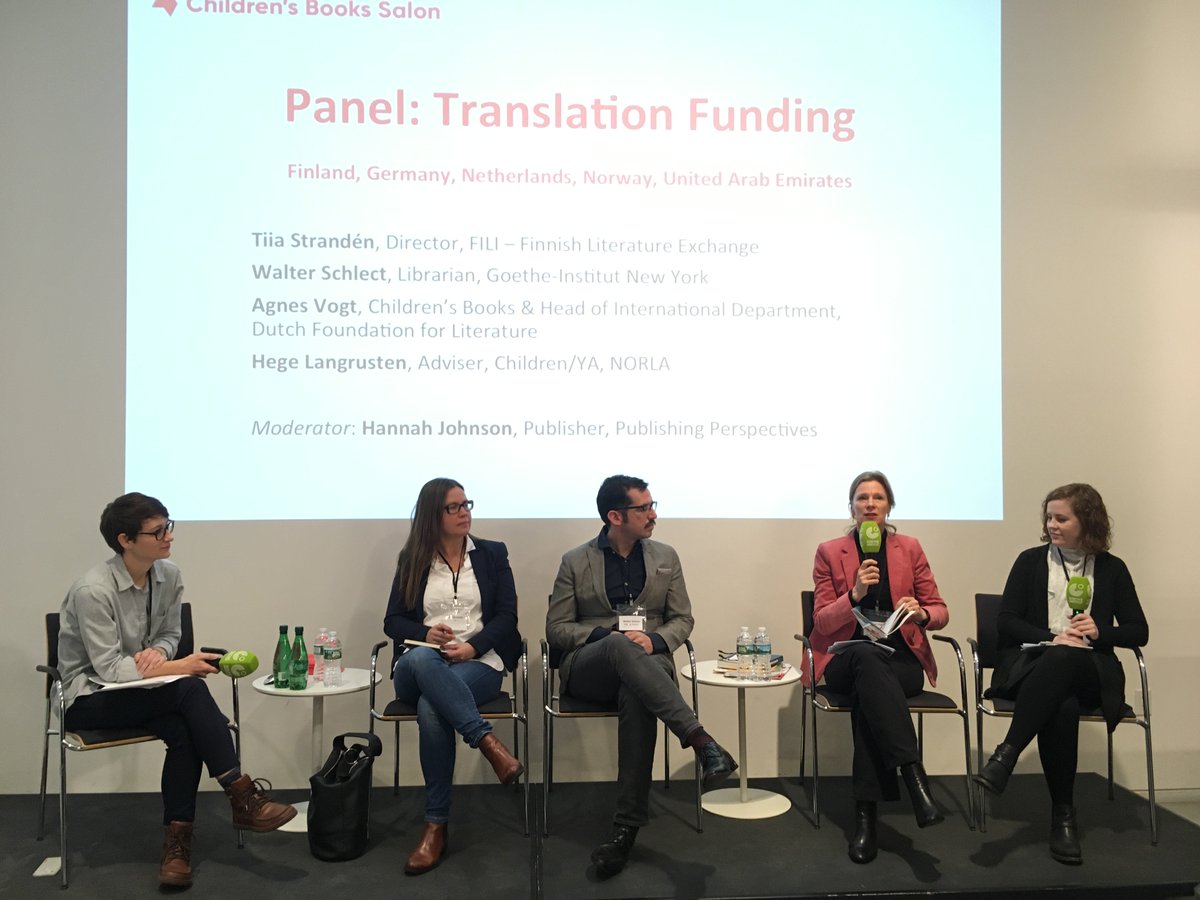 pubperspectives's tweet photo. Fantastic discussion on translation funding at the Children's Books Salon with @FinnishLit @GI_NewYork @Letterenfonds @norwegianbooks @ZayedBookAward https://t.co/BRxXQ4cGt4