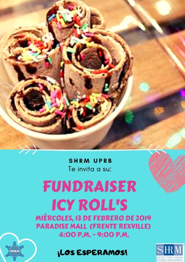 shrmuprb1's tweet photo. 🚨 FUNDRAISER 🚨

SHRM UPRB te invita a su fundraiser mañana 13 de febrero de 2019,  en Icy Roll’s de Rexville de 4:00 p.m. a 9:00 p.m. 😋🍨

Invita a tus amigos y pasa un buen rato con nosotros🙌🏼🙌🏼

 ¡¡Los esperamos!! 

#SHRMStudent 🤠💪🏼💙 https://t.co/9gc91qBozg