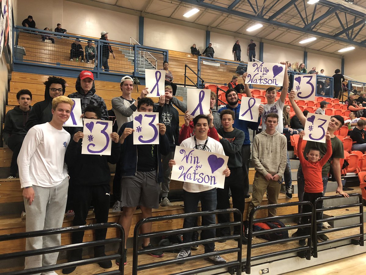 IlaynaBusch's tweet photo. Great game vs. Batavia tonight. Loving all the support for Watson! #WinForWatson #SweenForThreee 💜🏀 https://t.co/pk9qDYoqbK