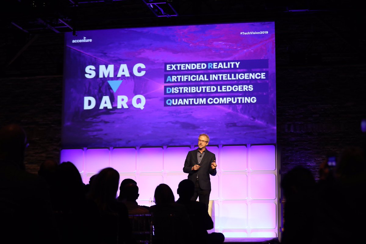 mcarrelb's tweet photo. Welcome to the Post-Digital Era, which is characterized by 5 trends including my favorite - DARQ (you can see I dressed for the Trend)!! #TechVision2019 https://t.co/9LK6CNE3QI