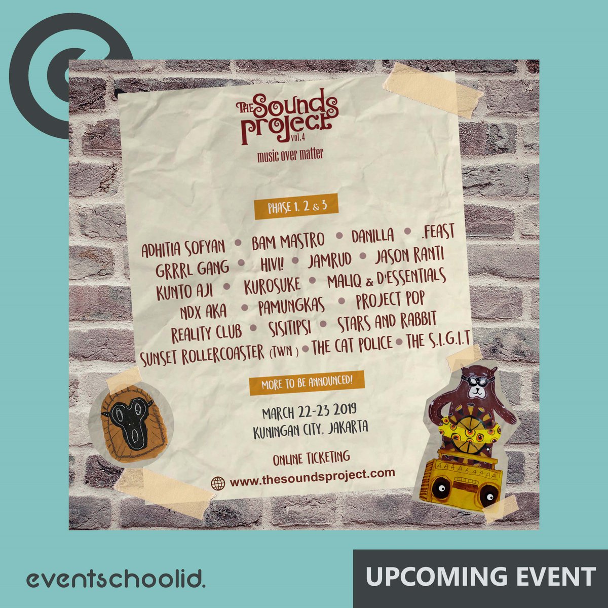 Music Over Matter from @thesoundsproject_ 2019. 20 lineup and will announced. Cacth 22-23 March 2019 at Kuningan City, Jakarta. grab your ticket now!