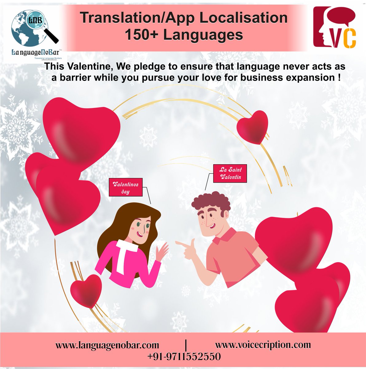 LanguageNoBar's tweet photo. LanguageNoBar team is known for spreading the joy of friendship, camaraderie and long-lasting relationships. We spread the feeling of love on Valentine’s Day when the entire world celebrates the triumph of love.
#languageNoBar #ValentinesDay #BridgingLanguageBorders https://t.co/CBBuAPqqgG