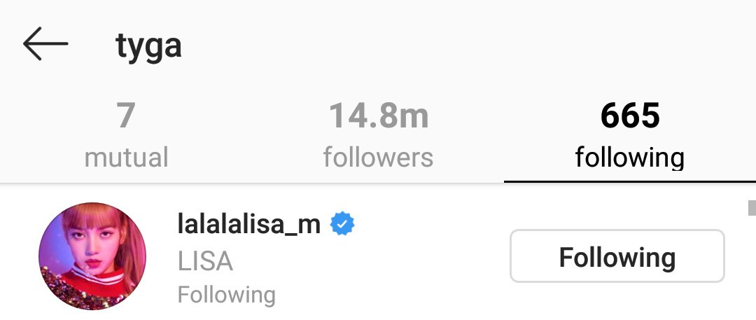 j on twitter pic 1 tyga followed lisa on instagram after her appearance on gma pic 2 ansel elgort follow blackpink members blackpink blackpinkongma - tyga instagram followers