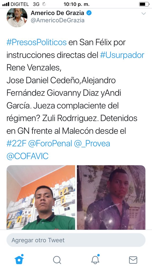 Hoy #12F día de la juventud, después de la marcha Victoriosa. Acompañamos a los familiares de los 5 presos políticos en la GN del Malecon de San Félix. No nos dejaron verlos. A ellos nuestra solidaridad y respeto.Pronto ellos y Vzla, serán libres.@ForoPenal @_Provea @TAMARA_SUJU