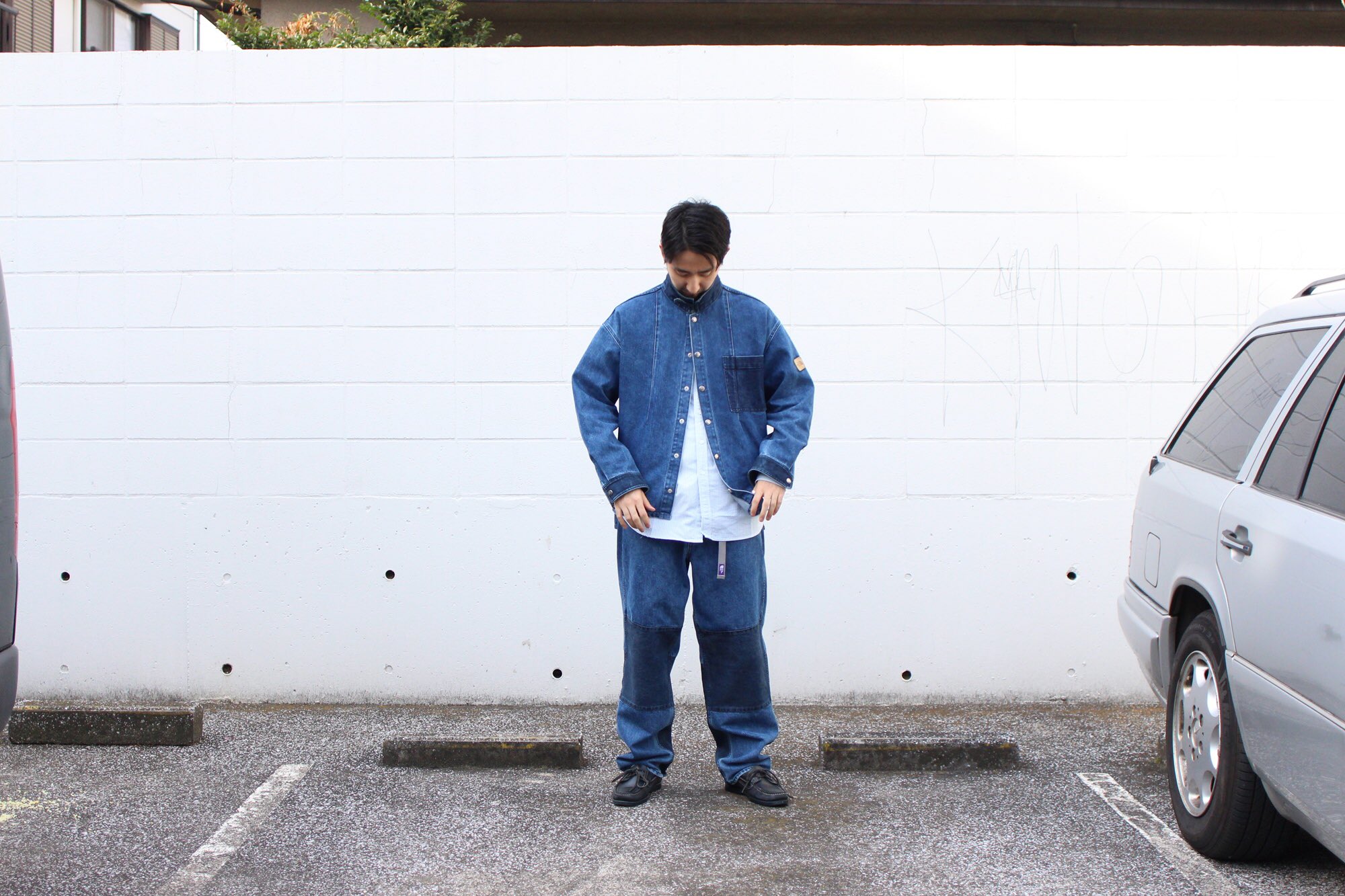 the north face purple label broken twill denim pants