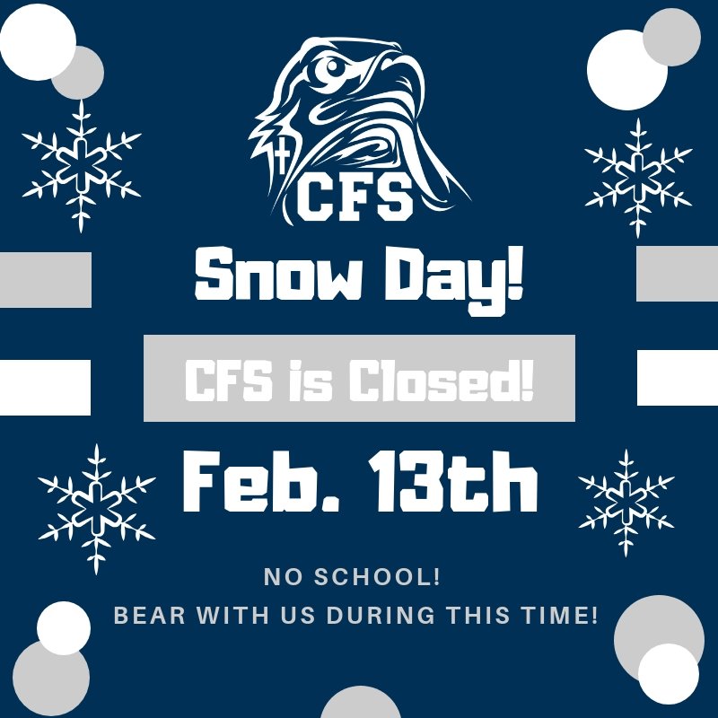 PCAWA's tweet photo. In accordance with Federal Way School District school closure standards, CFS will be closed again on Wednesday, Feb. 13th. Thank you for your patience during this time. #cfseagles #cfsLife https://t.co/JB6AOTkn4P