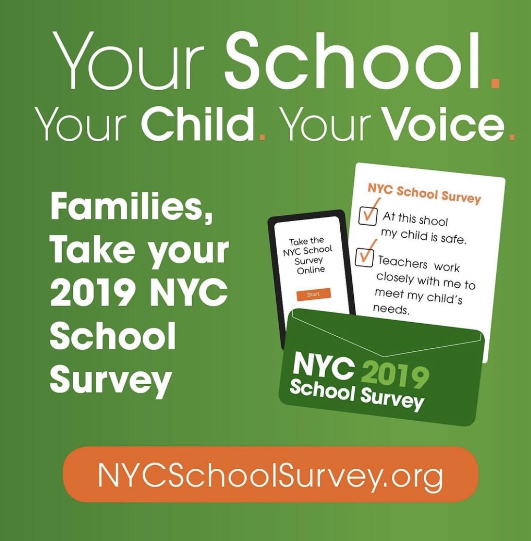 NYC School Surveys are now available online, in multiple languages!  Due April 3rd. Your School, Your Child, Your Voice #NYCSchoolSurvey