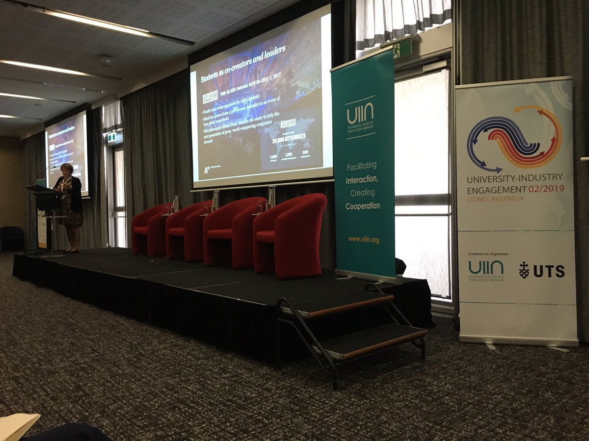 Tuula Teeri sharing the birth story of <a href="/AaltoUniversity/">Aalto University</a> at <a href="/UIIN/">UIIN</a> in Sydney when discussing about the role of higher education in entrepreneurial ecosystems. Some of the consequences of student enthusiasm: <a href="/aaltoes/">Aaltoes</a> <a href="/aaltoventures/">Aalto Ventures Program</a> <a href="/AaltoDF/">Aalto Design Factory</a> <a href="/SlushHQ/">Slush</a> Proud to be ‘Made in Aalto’.