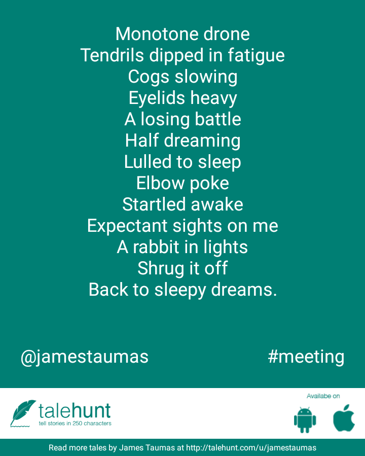 JTaumas's tweet photo. Read my tale on #TaleHunt #AmWriting #meeting #Corporate #boredom #bored #Sleepy #sleep #fatigue
https://t.co/LMw3e4z6tA https://t.co/8jKG5Xyp4o