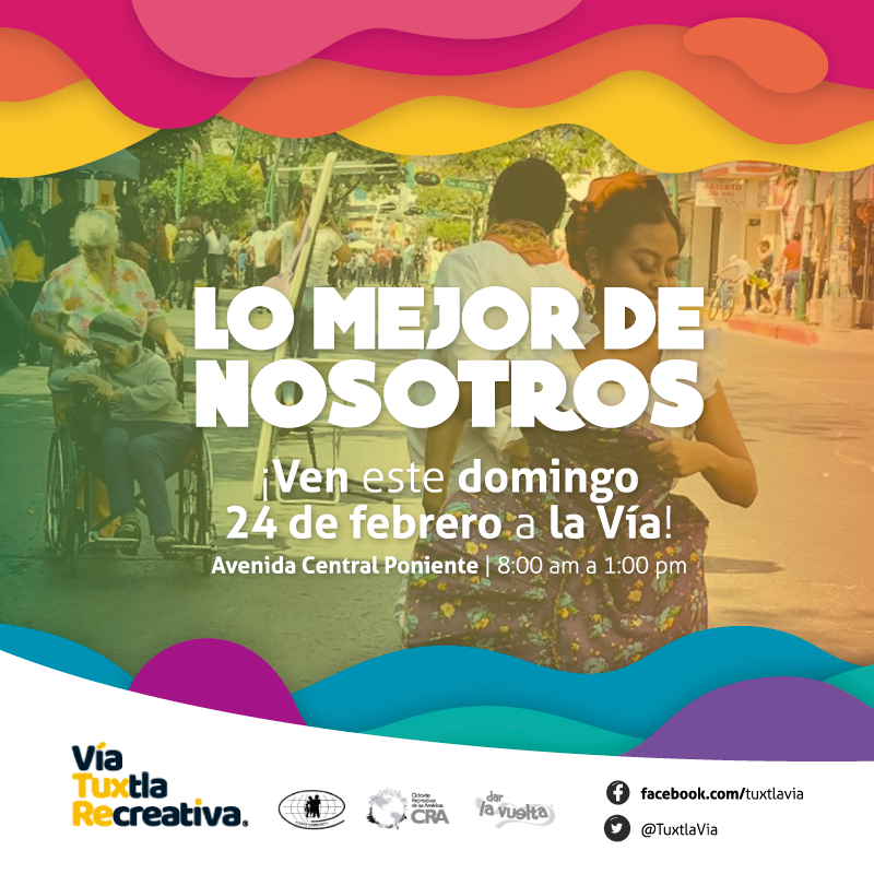 TuxtlaVia's tweet photo. ¡Aires de Carnaval en la Vía Tuxtla Recreativa! 🎈🎭 🎉

Te esperamos el domingo 24 de febrero a partir de las 8:00 am y hasta la 1:00 pm en nuestro tradicional circuito.

Recuerda que tú eres el 🧡 de la Vía.

#Tuxtla #LaVíaSigue https://t.co/NHgt1fSOBR