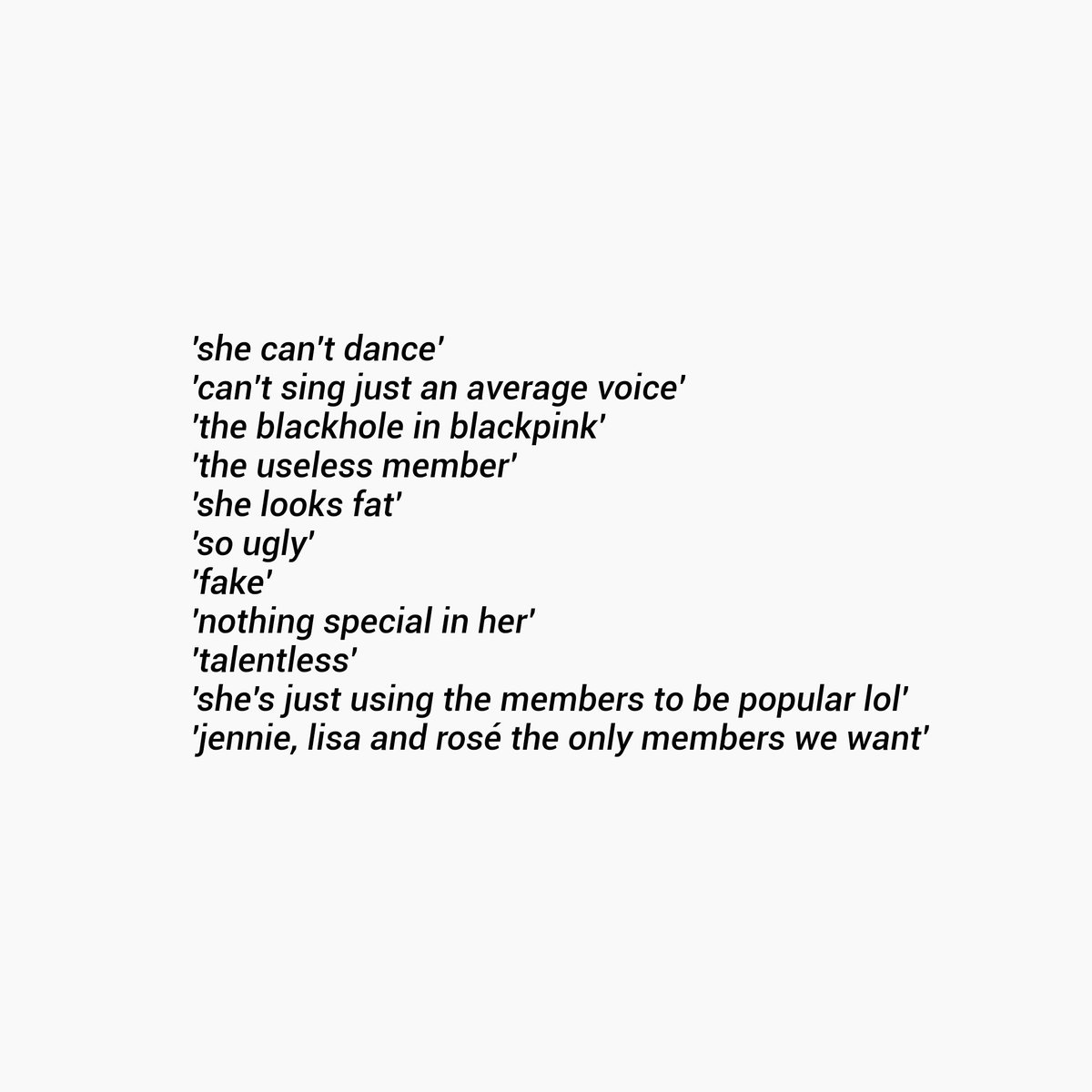 JA3SU's tweet photo. as a jisoo stan since debut, I always saw these kind of comments on any jisoo related posts etc. and it hurts me a lot to the point that I avoided any blackpink related on social media platforms. https://t.co/AheZg94z6X