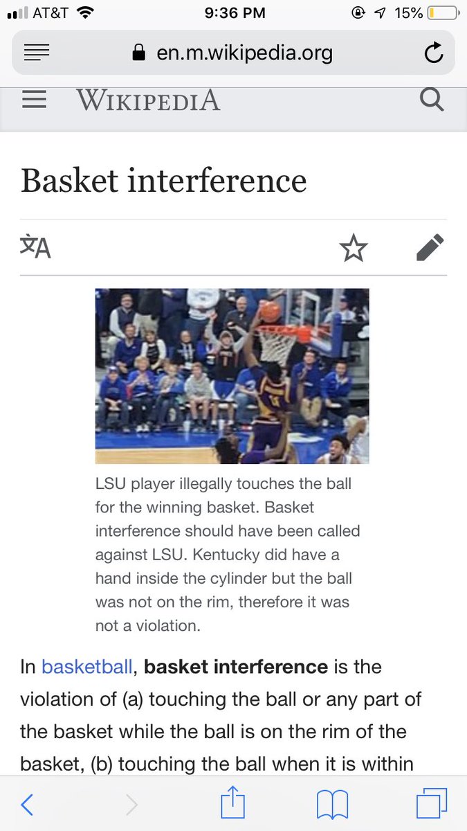 “SaInTs FaNs NeEd tO gEt OveR a BAd cALl”.....

Meanwhile, someone took the time to change the basket interference Wikipedia page after the LSU UK game. #LSU #bootup
